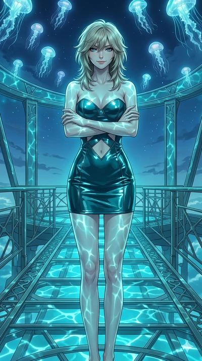 score_9, masterpiece, best quality, ultra-detailed, high-budget anime keyframe, editorial fashion photography, tasteful artistic composition, Japanese woman. cowboy shot from the thighs up, character and outfit filling the frame for maximum editorial