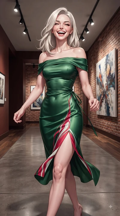 score_9, masterpiece, best quality, ultra-detailed, high-budget anime keyframe, editorial fashion photography, tasteful artistic composition, Caucasian woman. close-up cowboy shot from the waist and thighs up, the character dominates the composition,