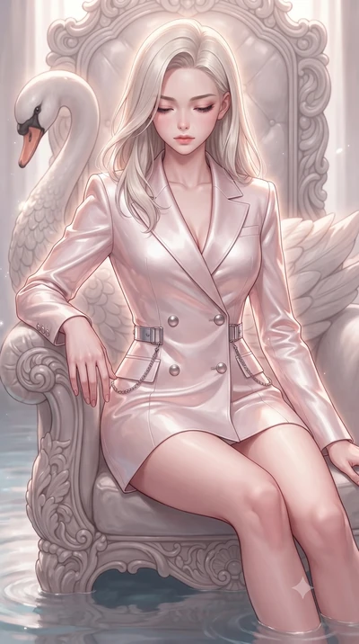 score_9, masterpiece, best quality, ultra-detailed, high-budget anime keyframe, editorial fashion photography, tasteful artistic composition, Caucasian woman. close-up cowboy shot from the waist and thighs up, the character dominates the composition,