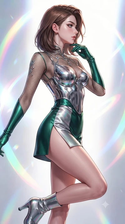 score_9, masterpiece, best quality, ultra-detailed, high-budget anime keyframe, editorial fashion photography, tasteful artistic composition, Korean woman. close-up cowboy shot from the waist and thighs up, the character dominates the composition, fi