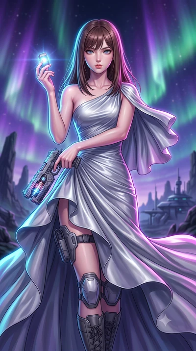 score_9, masterpiece, best quality, ultra-detailed, high-budget anime keyframe, editorial fashion photography, tasteful artistic composition, Korean woman. close-up cowboy shot from the waist and thighs up, the character dominates the composition, fi