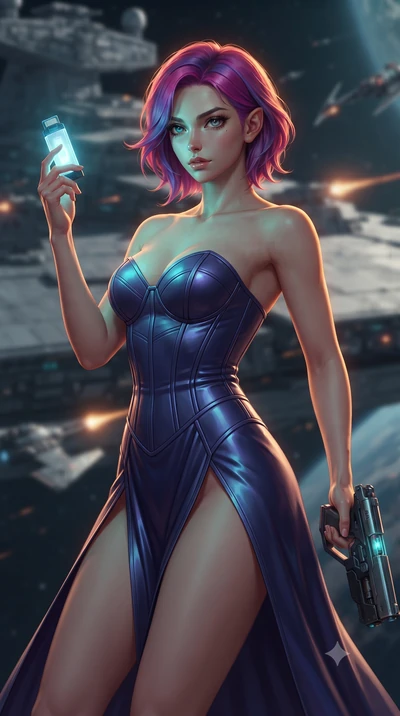 score_9, masterpiece, best quality, ultra-detailed, high-budget anime keyframe, editorial fashion photography, tasteful artistic composition, realistic cosplay photography, Caucasian woman, strictly human ears. close-up cowboy shot from the waist and