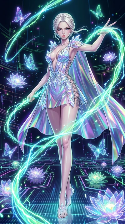 score_9, masterpiece, best quality, ultra-detailed, High-budget Anime Keyframe, vibrant colors, fluid line-art, expressive lighting, cinematic composition, Ufotable-style visual effects, top-tier animation quality, Japanese woman with delicate and el