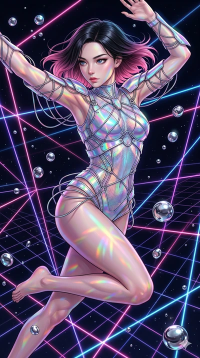 score_9, masterpiece, best quality, ultra-detailed, high-budget anime keyframe, editorial fashion photography, tasteful artistic composition, Korean woman. upper body close-up from the thighs up, character filling the screen for maximum presence. lea