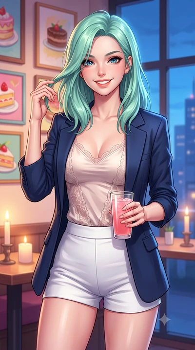 score_9, masterpiece, best quality, ultra-detailed, high-budget anime keyframe, editorial fashion photography, tasteful artistic composition, Japanese woman. close-up cowboy shot from the waist and thighs up, the character dominates the composition, 