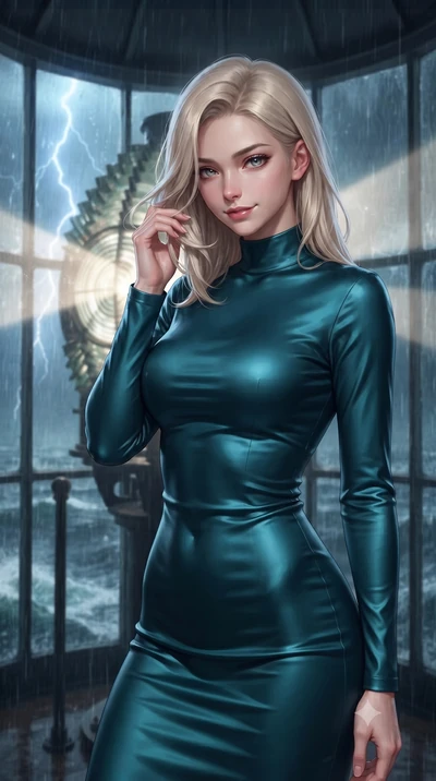 score_9, masterpiece, best quality, ultra-detailed, high-budget anime keyframe, editorial fashion photography, tasteful artistic composition, Caucasian woman, strictly human ears. close-up cowboy shot from the waist and thighs up, the character domin
