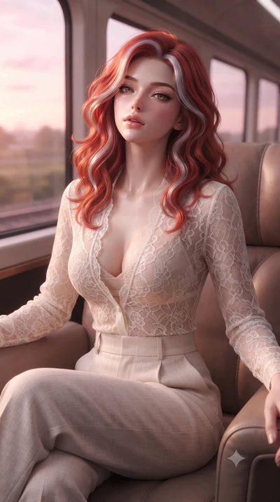 score_9, masterpiece, best quality, ultra-detailed, high-budget anime keyframe, editorial fashion photography, tasteful artistic composition, Caucasian woman. close-up cowboy shot from the waist and thighs up, the character dominates the composition,