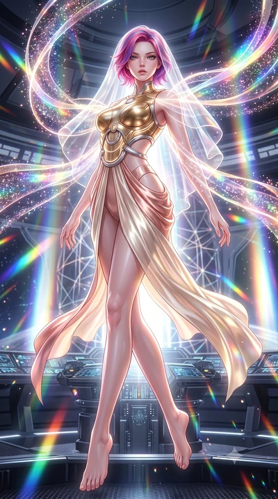 score_9, masterpiece, best quality, ultra-detailed, high-budget anime keyframe, editorial fashion photography, tasteful artistic composition, Caucasian woman. low angle full-body shot from head to toe showing her feet, filling the entire 9:16 vertica