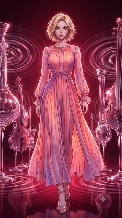 score_9, masterpiece, best quality, ultra-detailed, high-budget anime keyframe, editorial fashion photography, tasteful artistic composition, Caucasian woman, strictly human ears. low angle full-body shot from head to toe showing her feet, filling th