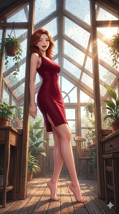 score_9, masterpiece, best quality, ultra-detailed, high-budget anime keyframe, vibrant anime aesthetic, Korean woman. low angle full-body shot from head to toe showing her feet, filling the entire 9:16 vertical frame with her statuesque presence, st
