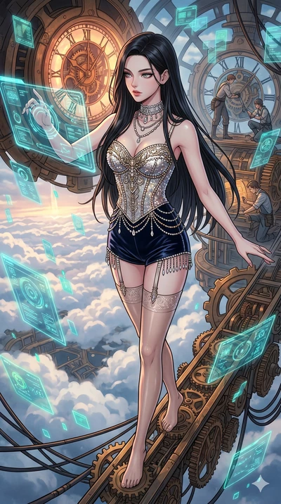 score_9, masterpiece, best quality, ultra-detailed, high-budget anime movie keyframe, cinematic anime lighting, intricate line art, Caucasian (strictly human ears) woman. Upper body filling screen focusing on her alluring features and slim-fit silhou