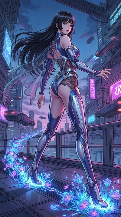 score_9, masterpiece, best quality, ultra-detailed, high-budget anime movie keyframe, cinematic anime lighting, intricate line art, Japanese woman. Dynamic full-body shot stretching the vertical silhouette with extreme perspective. casting a spell th