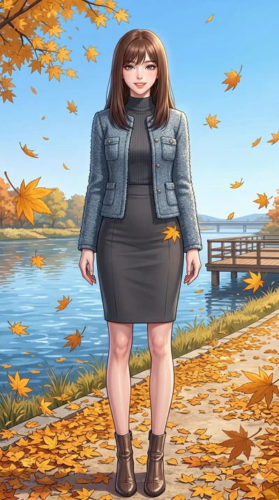score_9, masterpiece, best quality, ultra-detailed, high-budget anime keyframe, vibrant anime aesthetic, Korean woman. low angle full-body shot from head to toe showing her feet, filling the entire 9:16 vertical frame with her statuesque presence, st