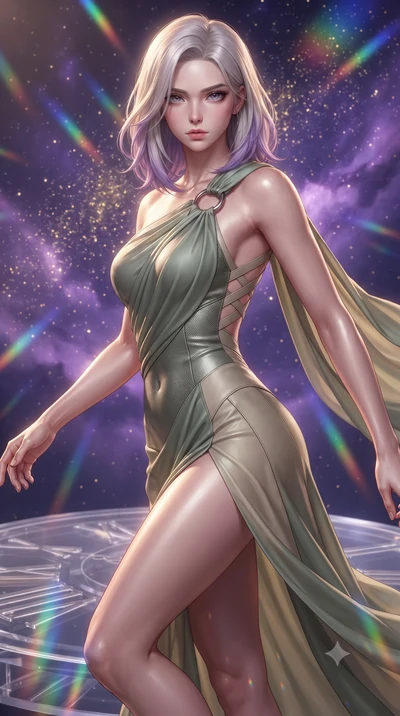 score_9, masterpiece, best quality, ultra-detailed, high-budget anime keyframe, editorial fashion photography, tasteful artistic composition, Caucasian woman. close-up cowboy shot from the waist and thighs up, the character dominates the composition,