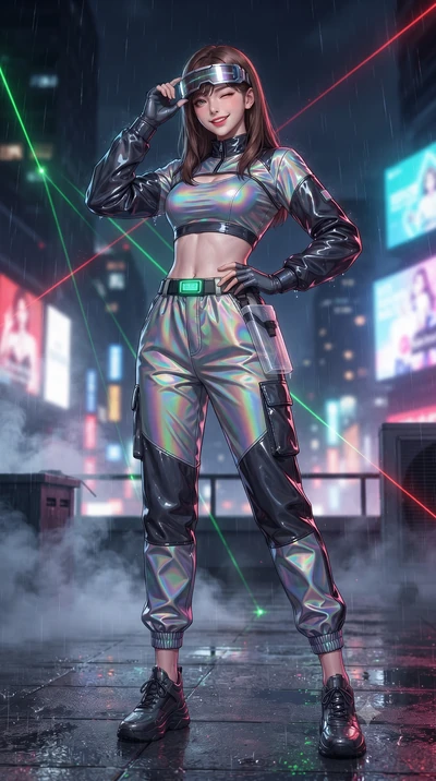 score_9, masterpiece, best quality, ultra-detailed, high-budget anime keyframe, editorial fashion photography, tasteful artistic composition, Korean woman. low angle full-body shot from head to toe showing her feet, filling the entire 9:16 vertical f