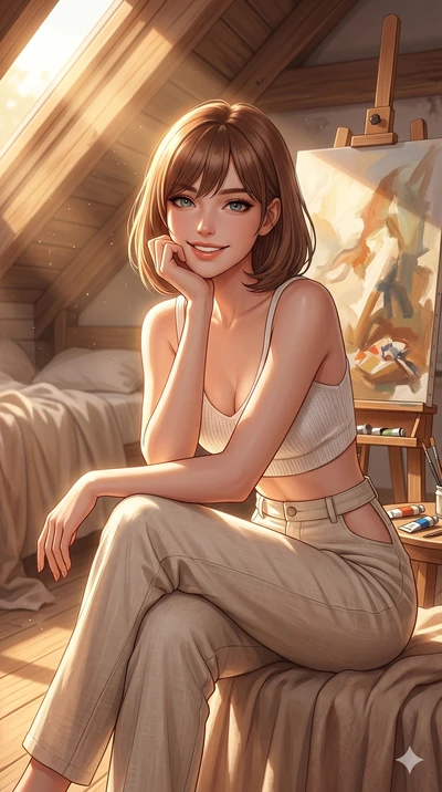 score_9, masterpiece, best quality, ultra-detailed, high-budget anime keyframe, editorial fashion photography, tasteful artistic composition, Caucasian woman, strictly human ears. cowboy shot from the thighs up, character and outfit filling the frame