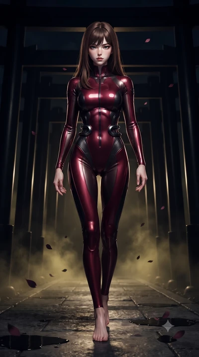 score_9, masterpiece, best quality, ultra-detailed, high-budget anime keyframe, editorial fashion photography, tasteful artistic composition, Korean woman. low angle full-body shot from head to toe showing her feet, filling the entire 9:16 vertical f