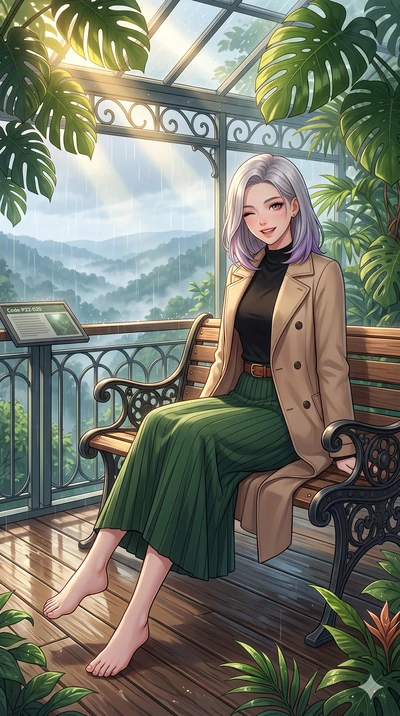 score_9, masterpiece, best quality, ultra-detailed, high-budget anime keyframe, vibrant anime aesthetic, Caucasian woman, strictly human ears. low angle full-body shot from head to toe showing her feet, filling the entire 9:16 vertical frame with her