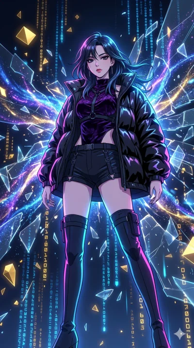 score_9, masterpiece, best quality, ultra-detailed, High-budget Anime Keyframe, vibrant colors, fluid line-art, expressive lighting, cinematic composition, Ufotable-style visual effects, top-tier animation quality, Korean woman with idol-like refined