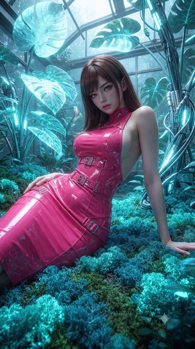 score_9, masterpiece, best quality, ultra-detailed, High-budget Anime Keyframe, editorial fashion photography, tasteful artistic composition, realistic cosplay photography, East Asian woman. Low angle cowboy shot filling the entire 9:16 frame with he