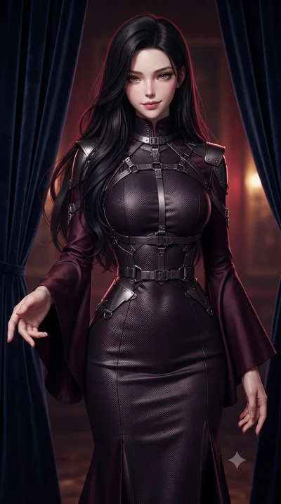 score_9, masterpiece, best quality, ultra-detailed, high-budget anime keyframe, editorial fashion photography, tasteful artistic composition, Korean woman. close-up cowboy shot from the waist and thighs up, the character dominates the composition, fi