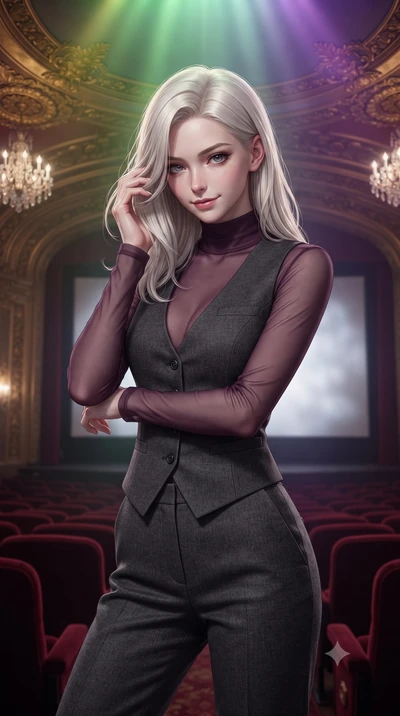 score_9, masterpiece, best quality, ultra-detailed, high-budget anime keyframe, editorial fashion photography, tasteful artistic composition, Caucasian woman, strictly human ears. close-up cowboy shot from the waist and thighs up, the character domin