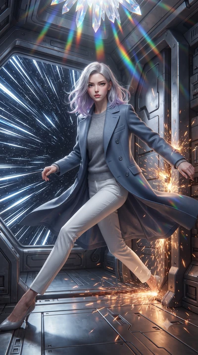 score_9, masterpiece, best quality, ultra-detailed, high-budget anime keyframe, editorial fashion photography, tasteful artistic composition, realistic cosplay photography, Caucasian woman, strictly human ears. low angle full-body shot from head to t