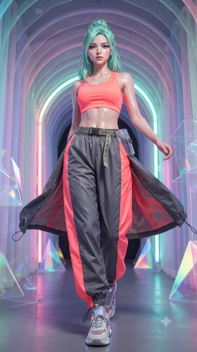 score_9, masterpiece, best quality, ultra-detailed, high-budget anime keyframe, editorial fashion photography, tasteful artistic composition, Japanese woman. low angle full-body shot from head to toe showing her feet, filling the entire 9:16 vertical