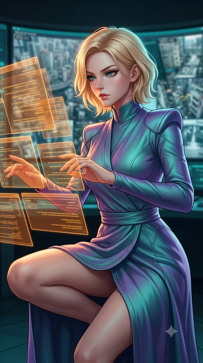 score_9, masterpiece, best quality, ultra-detailed, high-budget anime keyframe, editorial fashion photography, tasteful artistic composition, Caucasian woman, strictly human ears. close-up cowboy shot from the waist and thighs up, the character domin