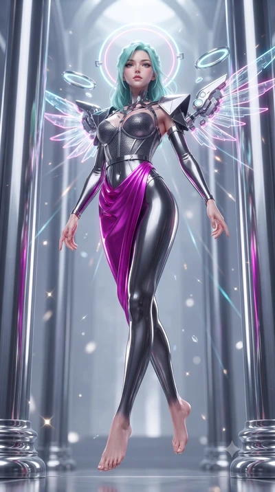 score_9, masterpiece, best quality, ultra-detailed, high-budget anime keyframe, editorial fashion photography, tasteful artistic composition, Japanese woman. low angle full-body shot from head to toe showing her feet, filling the entire 9:16 vertical