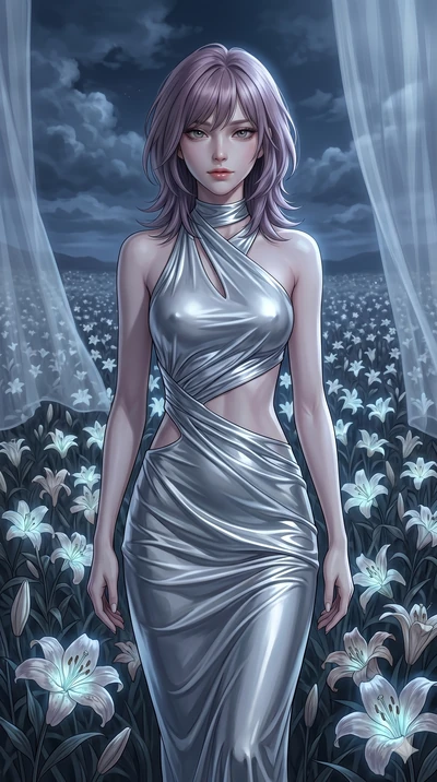 score_9, masterpiece, best quality, ultra-detailed, high-budget anime keyframe, editorial fashion photography, tasteful artistic composition, Japanese woman. cowboy shot from the thighs up, character and outfit filling the frame for maximum editorial