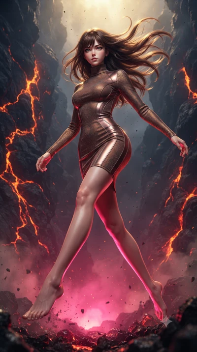 score_9, masterpiece, best quality, ultra-detailed, high-budget anime keyframe, editorial fashion photography, tasteful artistic composition, realistic cosplay photography, Korean woman. low angle full-body shot from head to toe showing her feet, fil