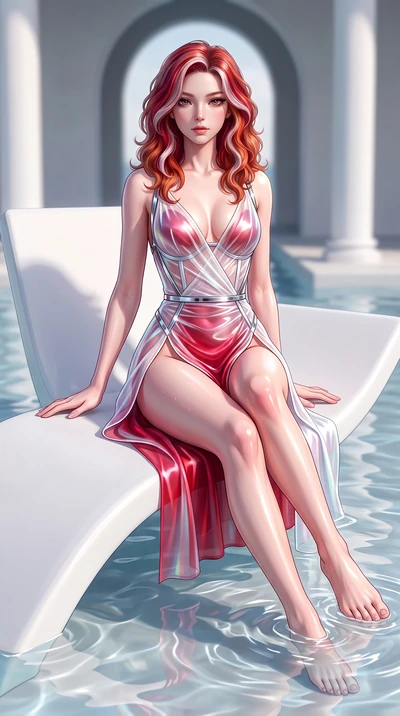 score_9, masterpiece, best quality, ultra-detailed, high-budget anime keyframe, semi-realistic 3D game render, editorial fashion photography, tasteful artistic composition, Caucasian woman. close-up cowboy shot from the waist and thighs up, the chara