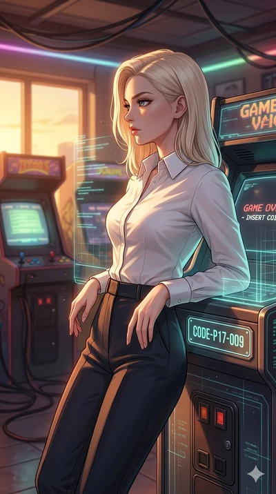 score_9, masterpiece, best quality, ultra-detailed, high-budget anime keyframe, editorial fashion photography, tasteful artistic composition, Caucasian woman, strictly human ears. cowboy shot from the thighs up, character and outfit filling the frame