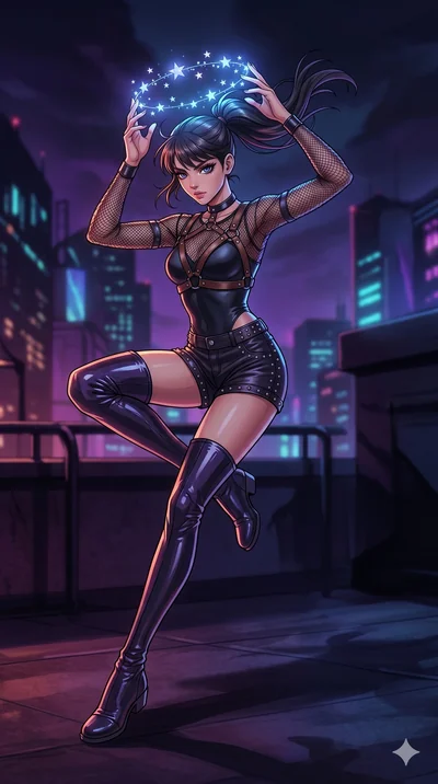 score_9, masterpiece, best quality, ultra-detailed, high-budget anime movie keyframe, cinematic anime lighting, intricate line art, Caucasian (strictly human ears) woman. Low angle cowboy shot capturing a powerful motion and statuesque presence. weav