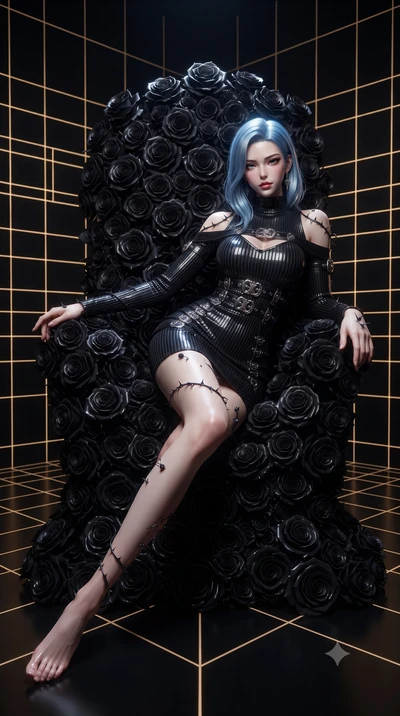 score_9, masterpiece, best quality, ultra-detailed, High-budget Anime Keyframe, editorial fashion photography, tasteful artistic composition, realistic cosplay photography, East Asian woman. Dynamic full-body shot stretching the vertical silhouette t