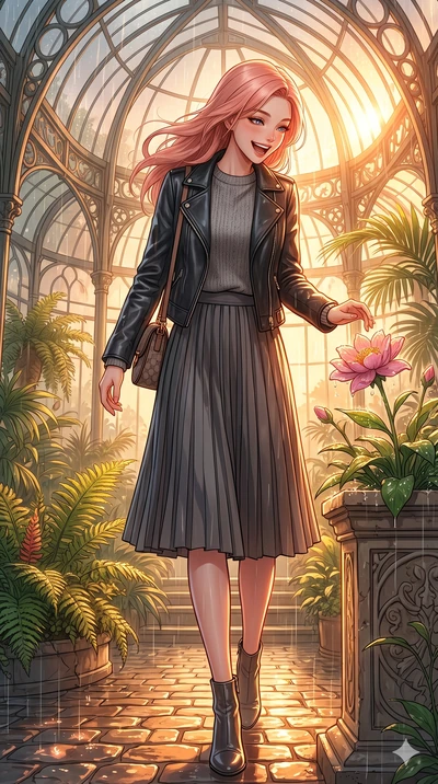 score_9, masterpiece, best quality, ultra-detailed, high-budget anime keyframe, vibrant anime aesthetic, Japanese woman. low angle full-body shot from head to toe showing her feet, filling the entire 9:16 vertical frame with her statuesque presence, 