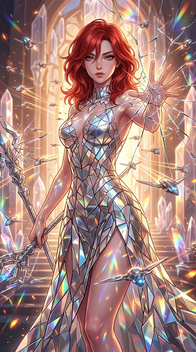 score_9, masterpiece, best quality, ultra-detailed, Set A: High-budget Anime Keyframe, Japanese woman. Upper body close-up from the thighs up, character filling the screen for maximum presence. Theme: Ethereal Dream. shattering the fabric of reality 