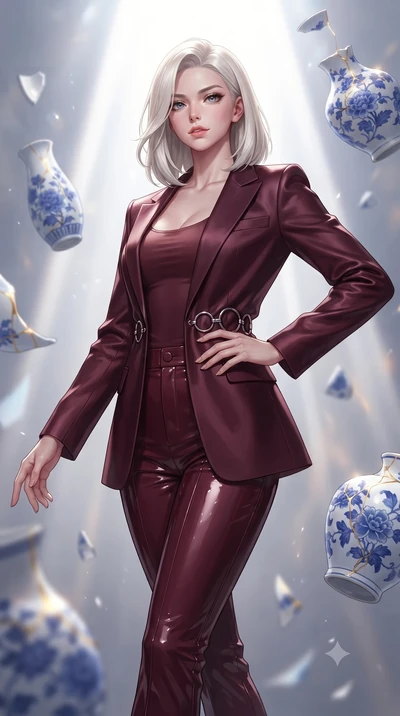 score_9, masterpiece, best quality, ultra-detailed, high-budget anime keyframe, editorial fashion photography, tasteful artistic composition, Caucasian woman. close-up cowboy shot from the waist and thighs up, the character dominates the composition,