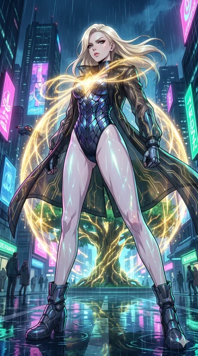 score_9, masterpiece, best quality, ultra-detailed, High-budget Anime Keyframe, vibrant colors, fluid line-art, expressive lighting, cinematic composition, Ufotable-style visual effects, top-tier animation quality, Caucasian woman with pale skin, blo