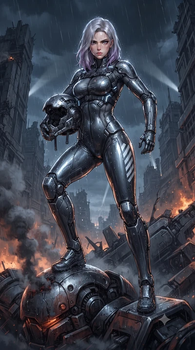 score_9, masterpiece, best quality, ultra-detailed, high-budget anime keyframe, editorial fashion photography, tasteful artistic composition, Caucasian woman. low angle full-body shot from head to toe showing her feet, filling the entire 9:16 vertica