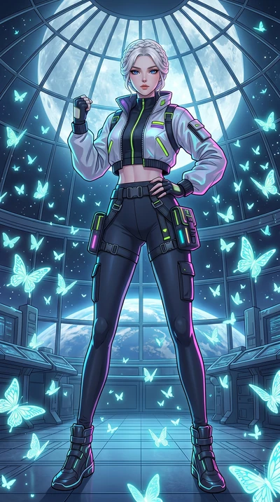 score_9, masterpiece, best quality, ultra-detailed, high-budget anime movie keyframe, cinematic anime lighting, intricate line art, Korean woman. Dynamic full-body shot stretching the vertical silhouette across the 9:16 frame. standing victoriously i