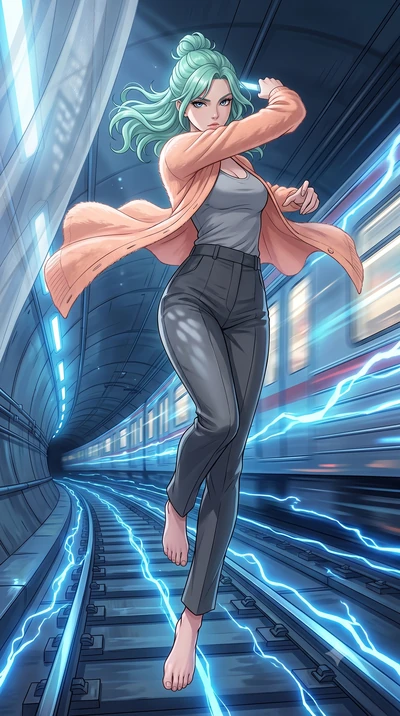 score_9, masterpiece, best quality, ultra-detailed, high-budget anime keyframe, clean line-art, cel-shading, Japanese woman. low angle full-body shot from head to toe showing her feet, filling the entire 9:16 vertical frame with her statuesque presen