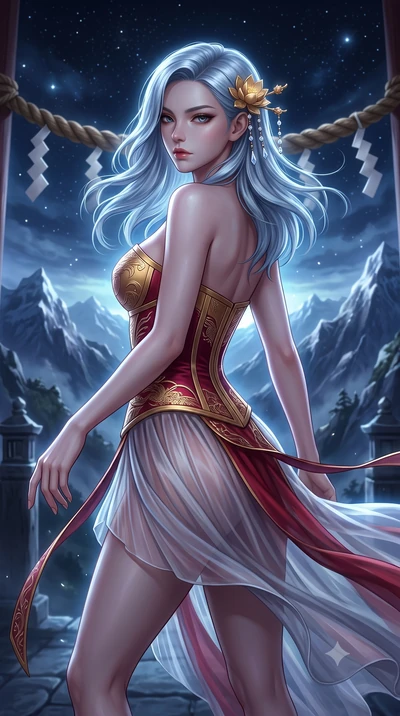 score_9, masterpiece, best quality, ultra-detailed, high-budget anime keyframe, semi-realistic 3D game render, editorial fashion photography, tasteful artistic composition, Korean woman. close-up cowboy shot from the waist and thighs up, the characte