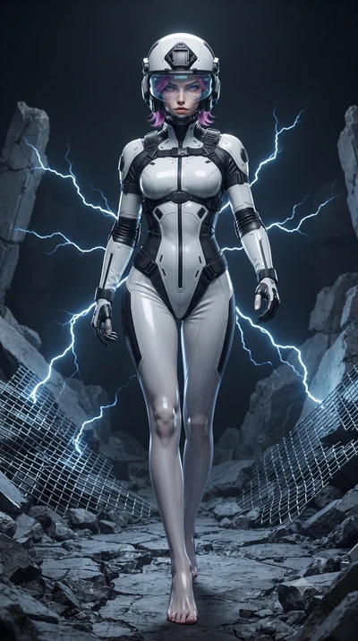 score_9, masterpiece, best quality, ultra-detailed, high-budget anime keyframe, editorial fashion photography, tasteful artistic composition, Caucasian woman. low angle full-body shot from head to toe showing her feet, filling the entire 9:16 vertica