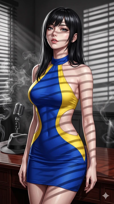 score_9, masterpiece, best quality, ultra-detailed, high-budget anime keyframe, editorial fashion photography, tasteful artistic composition, Caucasian woman, strictly human ears. close-up cowboy shot from the waist and thighs up, the character domin