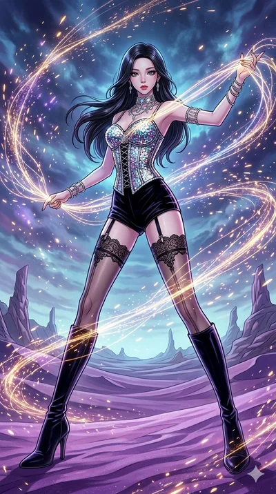 score_9, masterpiece, best quality, ultra-detailed, high-budget anime movie keyframe, cinematic anime lighting, intricate line art, Caucasian (strictly human ears) woman. Dynamic full-body shot stretching the vertical silhouette across the 9:16 frame