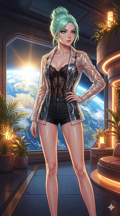 score_9, masterpiece, best quality, ultra-detailed, high-budget anime keyframe, editorial fashion photography, tasteful artistic composition, Japanese woman. cowboy shot from the thighs up, character and outfit filling the frame for maximum editorial