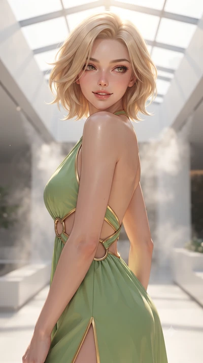 score_9, masterpiece, best quality, ultra-detailed, high-budget anime keyframe, editorial fashion photography, tasteful artistic composition, Caucasian woman. close-up cowboy shot from the waist and thighs up, the character dominates the composition,