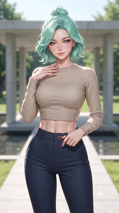 score_9, masterpiece, best quality, ultra-detailed, high-budget anime keyframe, editorial fashion photography, tasteful artistic composition, Japanese woman woman. close-up cowboy shot from the waist and thighs up, the character dominates the composi